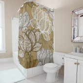 アートデコの花模様。花の金ゴールド線芸術展 シャワーカーテン (インサイチュ)