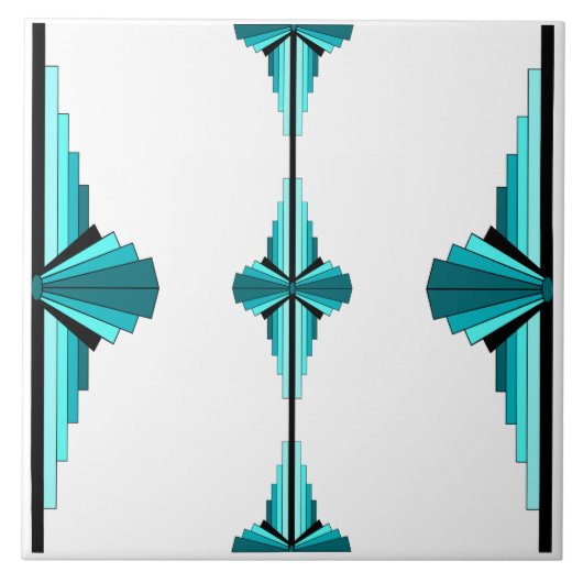 アートデコの要素をティール(緑がかった色)グリーン タイル (正面)