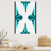 アートデコの要素をティール(緑がかった色)グリーン ポスター (キッチン)