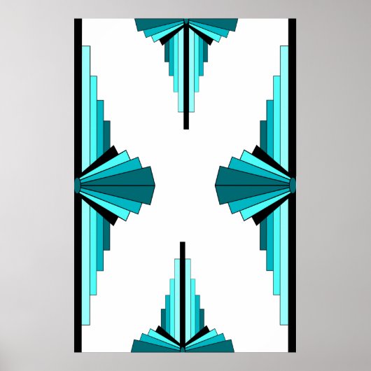 アートデコの要素をティール(緑がかった色)グリーン ポスター (正面)