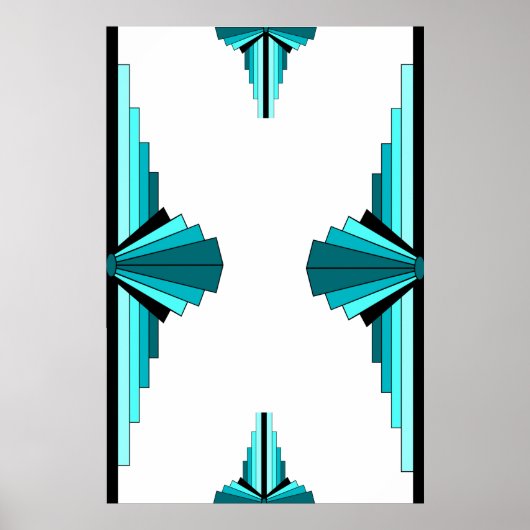 アートデコの要素をティール（緑がかった色）グリーン ポスター (正面)