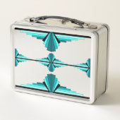 アートデコの要素をティール(緑がかった色)グリーン メタルランチボックス (裏面)