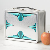 アートデコの要素をティール(緑がかった色)グリーン メタルランチボックス (インサイチュ)