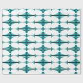 アートデコの要素をティール(緑がかった色)グリーン ラッピングペーパー (フラット)