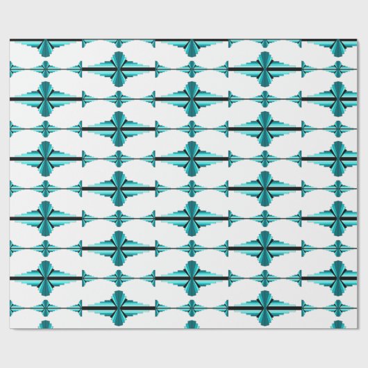 アートデコの要素をティール(緑がかった色)グリーン ラッピングペーパー (フラット)
