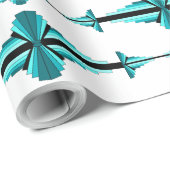アートデコの要素をティール(緑がかった色)グリーン ラッピングペーパー (ロールコーナー)