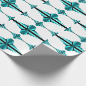 アートデコの要素をティール(緑がかった色)グリーン ラッピングペーパー (角)