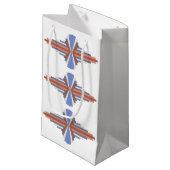 アートデコの要素をバラ金ゴールド&ブルー スモールペーパーバッグ (正面アングル)