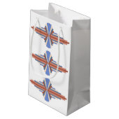 アートデコの要素をバラ金ゴールド&ブルー スモールペーパーバッグ (裏面アングル)