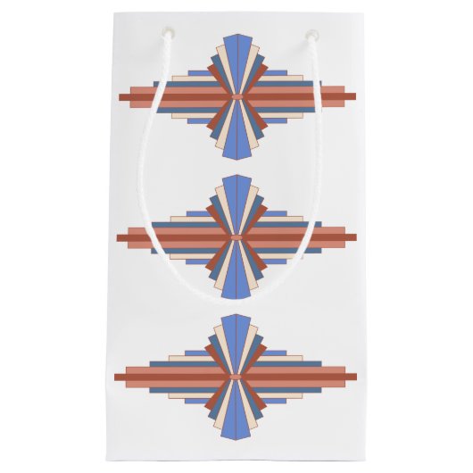 アートデコの要素をバラ金ゴールド&ブルー スモールペーパーバッグ (正面)