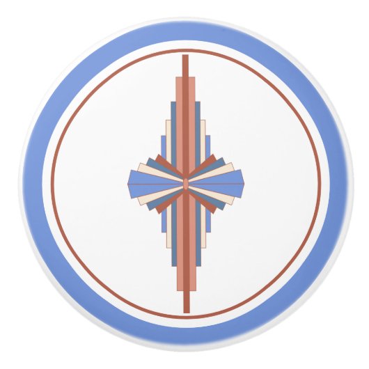 アートデコの要素をバラ金ゴールド&ブルー セラミックノブ (正面)