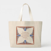 アートデコの要素をバラ金ゴールド&ブルー ラージトートバッグ (裏面)