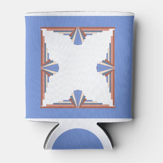 アートデコの要素をバラ金ゴールド&ブルー 缶クーラー (正面)