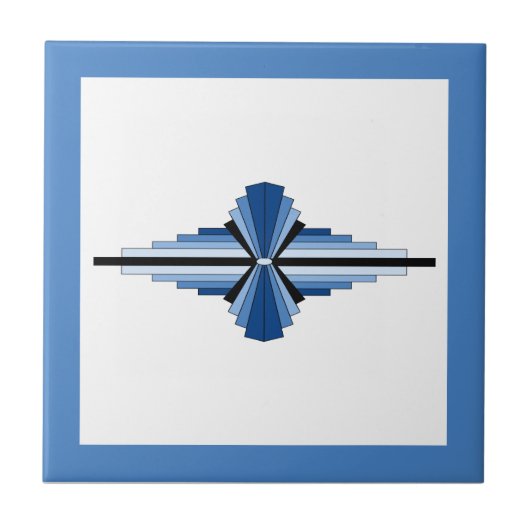 アートデコの要素(青、海軍、黒) タイル (正面)
