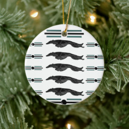 アートデコの跳躍するボルゾイのクリスマスオーナメント セラミックオーナメント