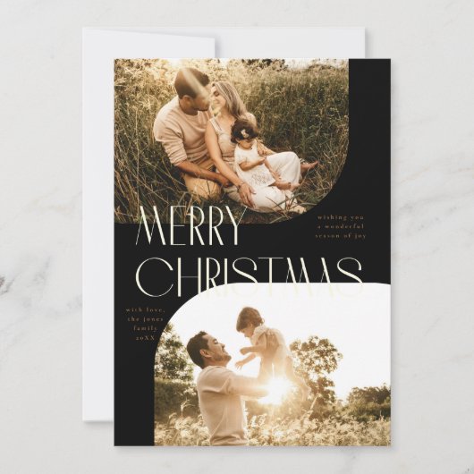 アートデコアーチ2枚写真のメリークリスマスカード 招待状 (正面)