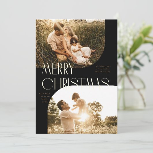 アートデコアーチ2枚写真のメリークリスマスカード 招待状 (スタンド正面)