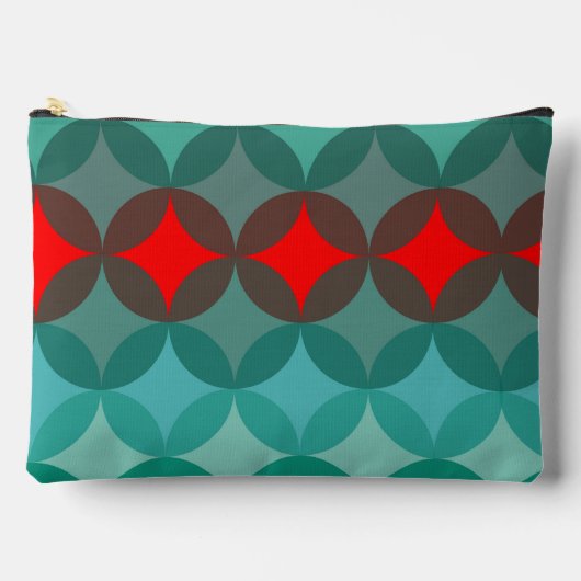 アートデコインスパイアティール（緑がかった色）&レッド抽象芸術 アクセサリーポーチ (正面)