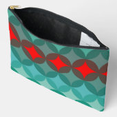 アートデコインスパイアティール（緑がかった色）&レッド抽象芸術 アクセサリーポーチ (見開き)