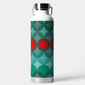 アートデコインスパイアティール(緑がかった色)&レッド抽象芸術 ウォーターボトル (正面)