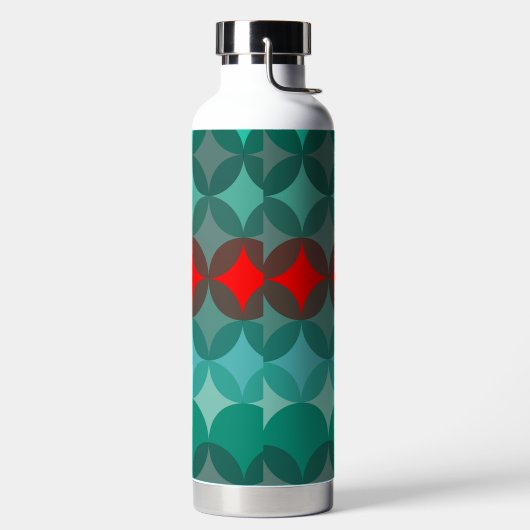 アートデコインスパイアティール(緑がかった色)&レッド抽象芸術 ウォーターボトル (左面)