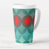アートデコインスパイアティール(緑がかった色)&レッド抽象芸術 カフェラテマグ (右アングル)