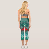 アートデコインスパイアティール(緑がかった色)&レッド抽象芸術 カプリレギンス (裏面)