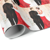 アートデコクリスマスカップルのタイルパーティーラップ ラッピングペーパー (ロールコーナー)