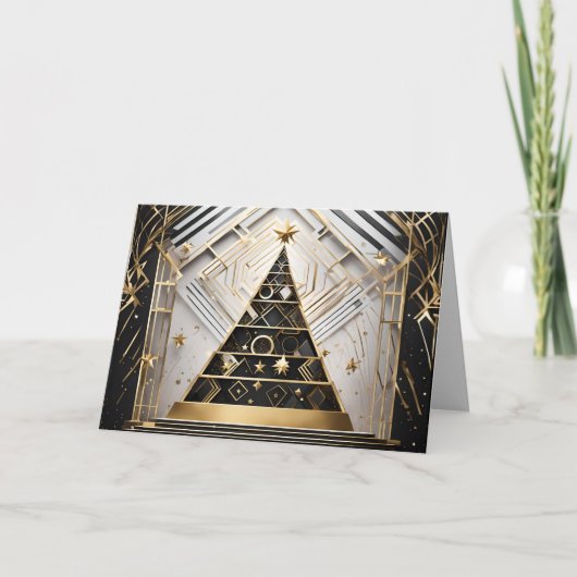 アートデコクリスマスツリーのグリーティングカード シーズンカード (正面)