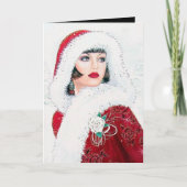 アートデコクリスマスホリデーレトロレディーメッセージを追加 シーズンカード (正面)