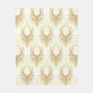 アートデコスタイルのジオメトリシームレスなパターン（黒） フリースブランケット