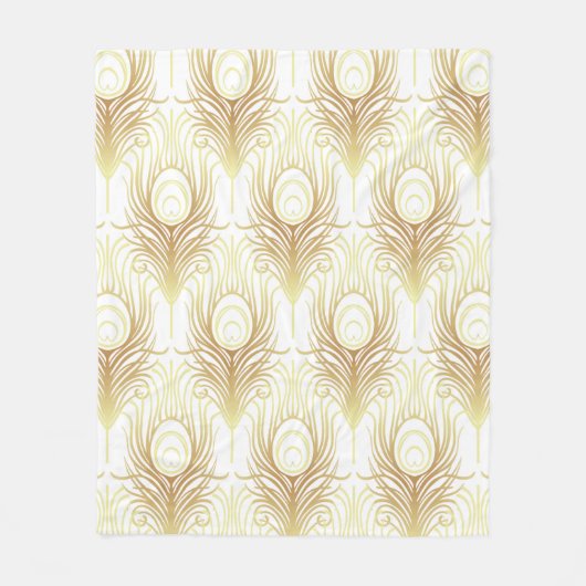 アートデコスタイルのジオメトリシームレスなパターン（黒） フリースブランケット (正面)