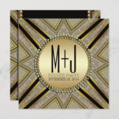 アートデコスタイルのタウペゴールドのディナーパーティー招待状 招待状 (正面/裏面)