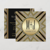 アートデコスタイルのタウペゴールドのディナー パーティー招待状 招待状 (正面/裏面)