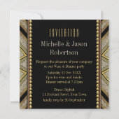 アートデコスタイルのタウペゴールドのディナー パーティー招待状 招待状 (裏面)