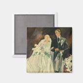 アートデコスタイルのヴィンテージ結婚式 新婦と新郎 新婚カップル マグネット (正面/裏面)