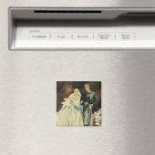 アートデコスタイルのヴィンテージ結婚式　新婦と新郎　新婚夫婦 マグネット (インサイチュ (食洗機))