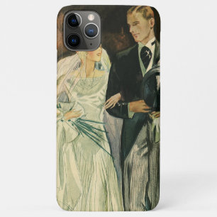 アートデコスタイルのヴィンテージ結婚式 新婦と新郎 結婚したばかりの夫婦 iPhone 11 PRO MAXケース