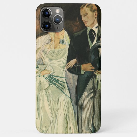 アートデコスタイルのヴィンテージ結婚式 新婦と新郎 結婚したばかりの夫婦 Case-Mate iPhoneケース (裏面)