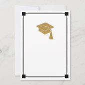 アートデコスタイルの白い卒業パーティー 招待状 (裏面)