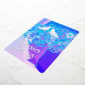 アートデコスタイルの2羽の白い鳩 箔招待状 (回転した状態)