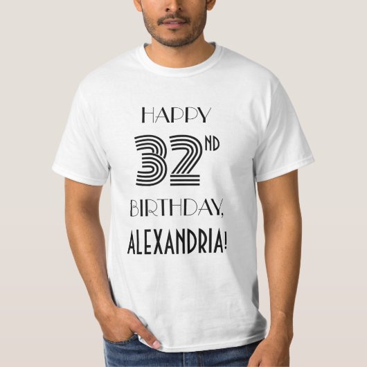 アートデコスタイルの32歳誕生日パーティーTシャツ Tシャツ (正面)