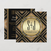 アートデコスタイル ブラックゴールド 結婚式披露宴 招待状 (正面/裏面)