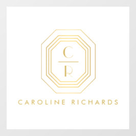 アートデコスタックモノグラムロゴ ゴールド/ホワイト ウィンドウサイン