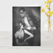 アートデコダンサーが、怒り狂い、おどけたヴィンテージカップル カード (黄色い花)