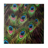 アートデコティール(緑がかった色)グリーンターコイズ孔雀フェザー タイル (正面)