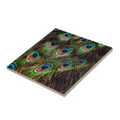 アートデコティール(緑がかった色)グリーンターコイズ孔雀フェザー タイル (側面)