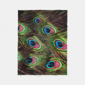 アートデコティール(緑がかった色)グリーンターコイズ孔雀フェザー フリースブランケット (正面)