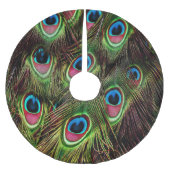 アートデコティール(緑がかった色)グリーンターコイズ孔雀フェザー ブラッシュドポリエステルツリースカート (正面)