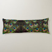 アートデコティール(緑がかった色)グリーンターコイズ孔雀フェザー ボディピロー (裏面)